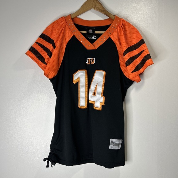 NFL Tops - NFL Cincinnati Bengals BLING LACE UP JERSEY SHIRT WOMEN'S Large #14 Dalton
